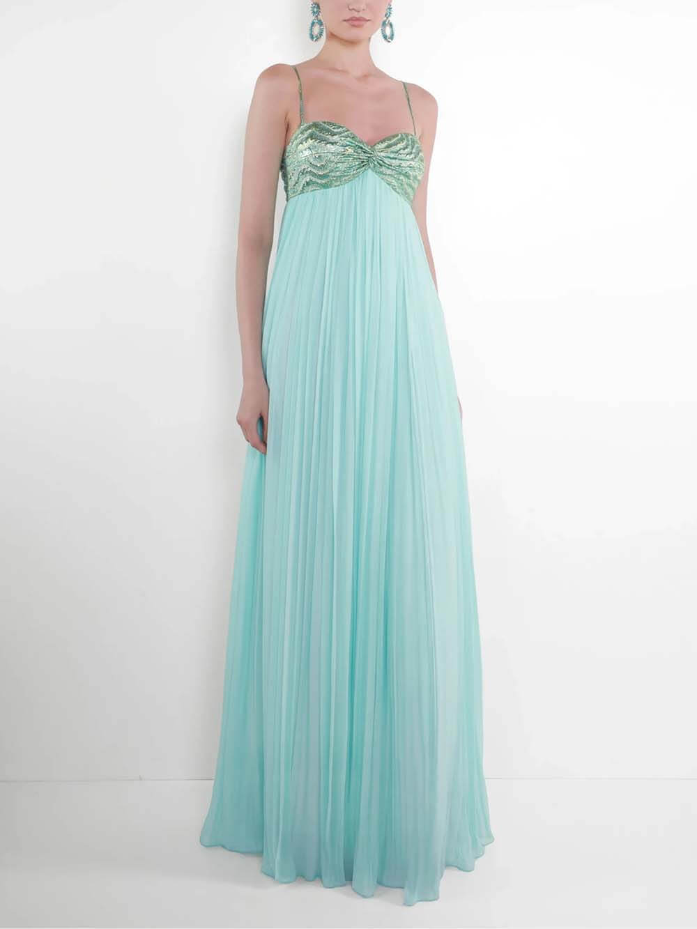 Elegantes Maxikleid mit gerüschtem Twist-Detail und Spaghettiträgern