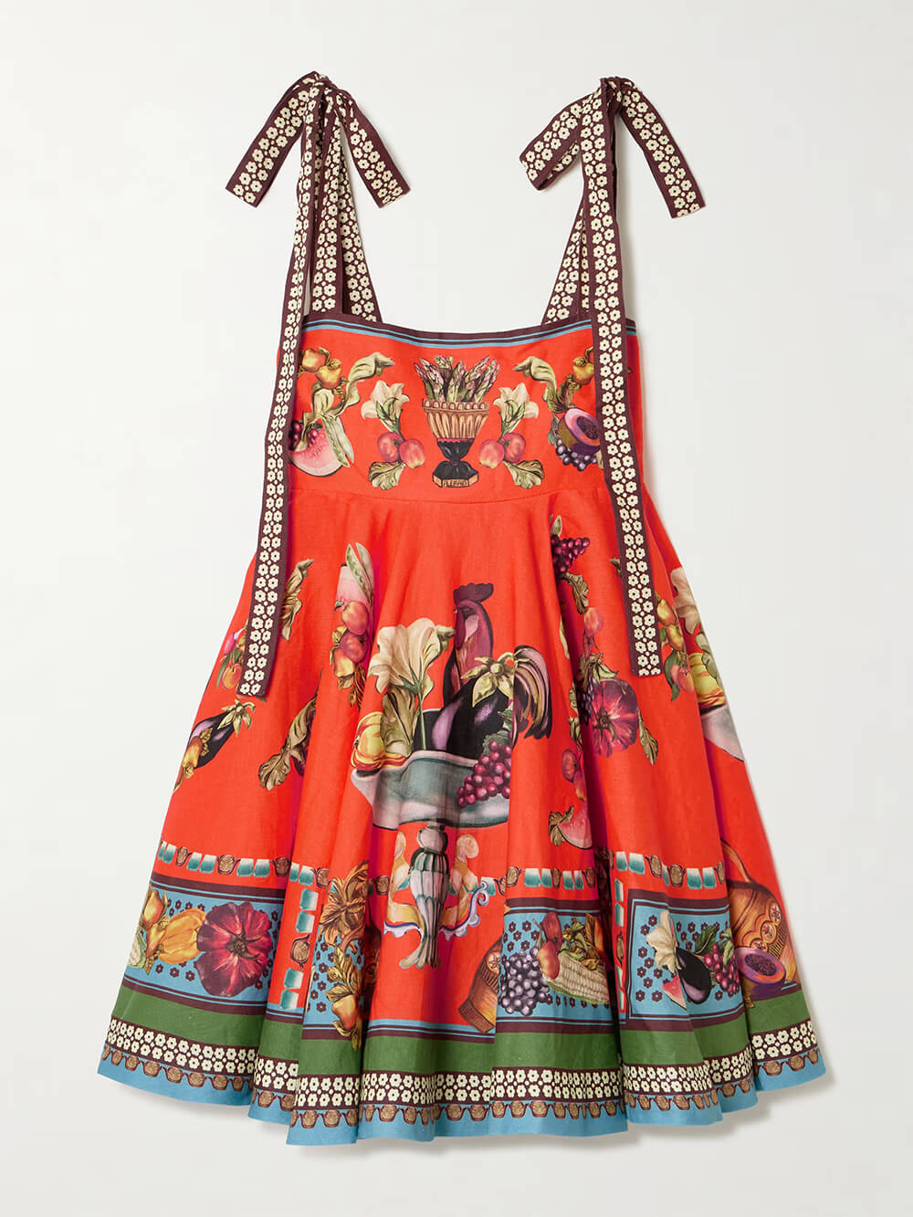 Minikleid aus Leinen mit Retro-Print
