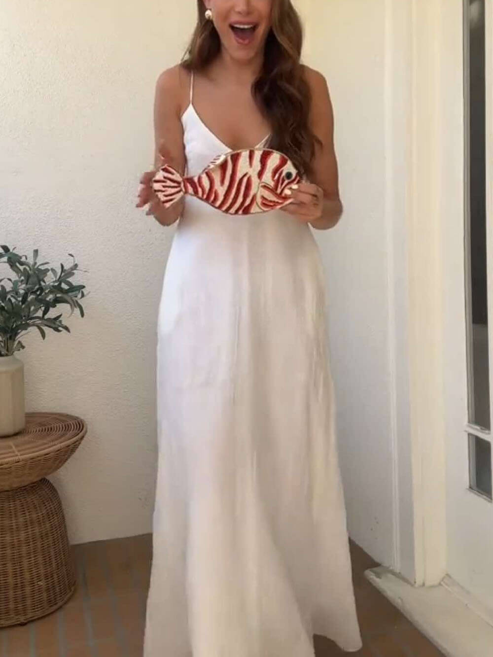 Anspruchsvolles Maxikleid aus Leinenmischung im Resort-Stil mit Taschen