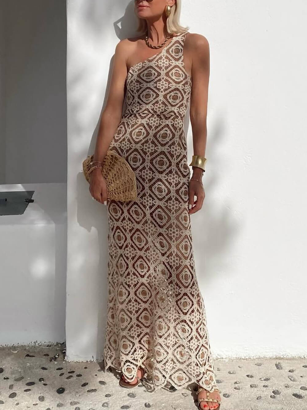 Summer Obsession – Einschultriges Maxikleid aus Häkelspitze