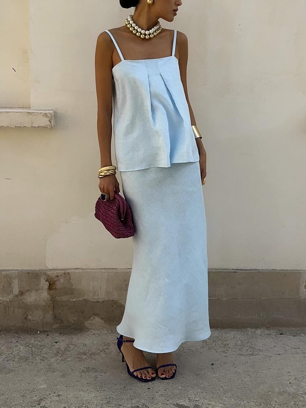 Haut caraco froncé décontracté chic