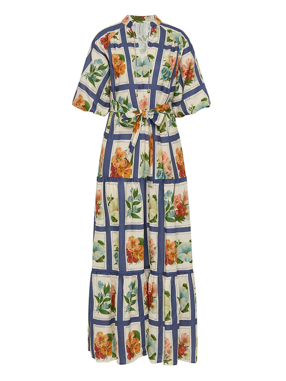 Robe longue à imprimé botanique rétro