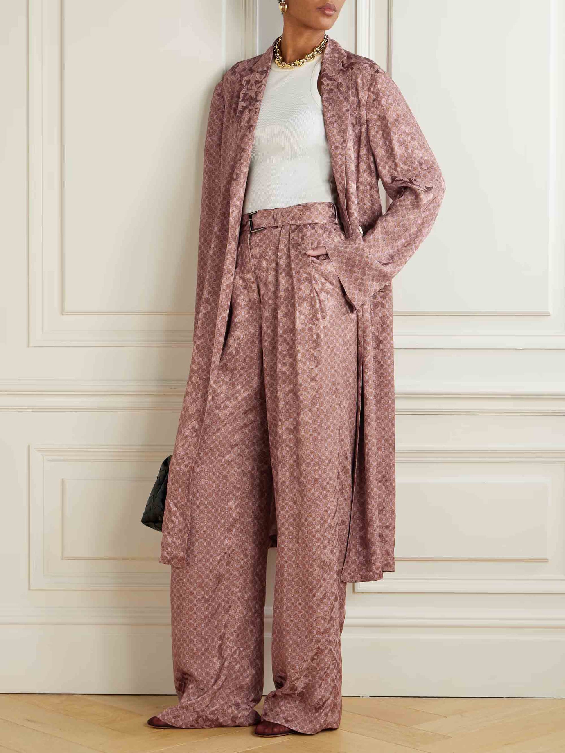 Retro Exquisite Hose mit geometrischem Print und hoher Taille und weitem Bein