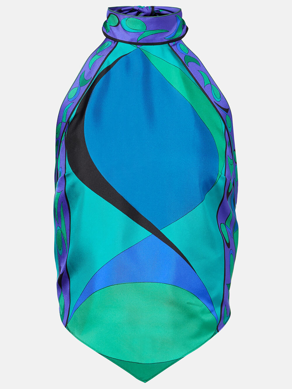 Débardeur rétro irrégulier en satin à imprimé licou et lacets