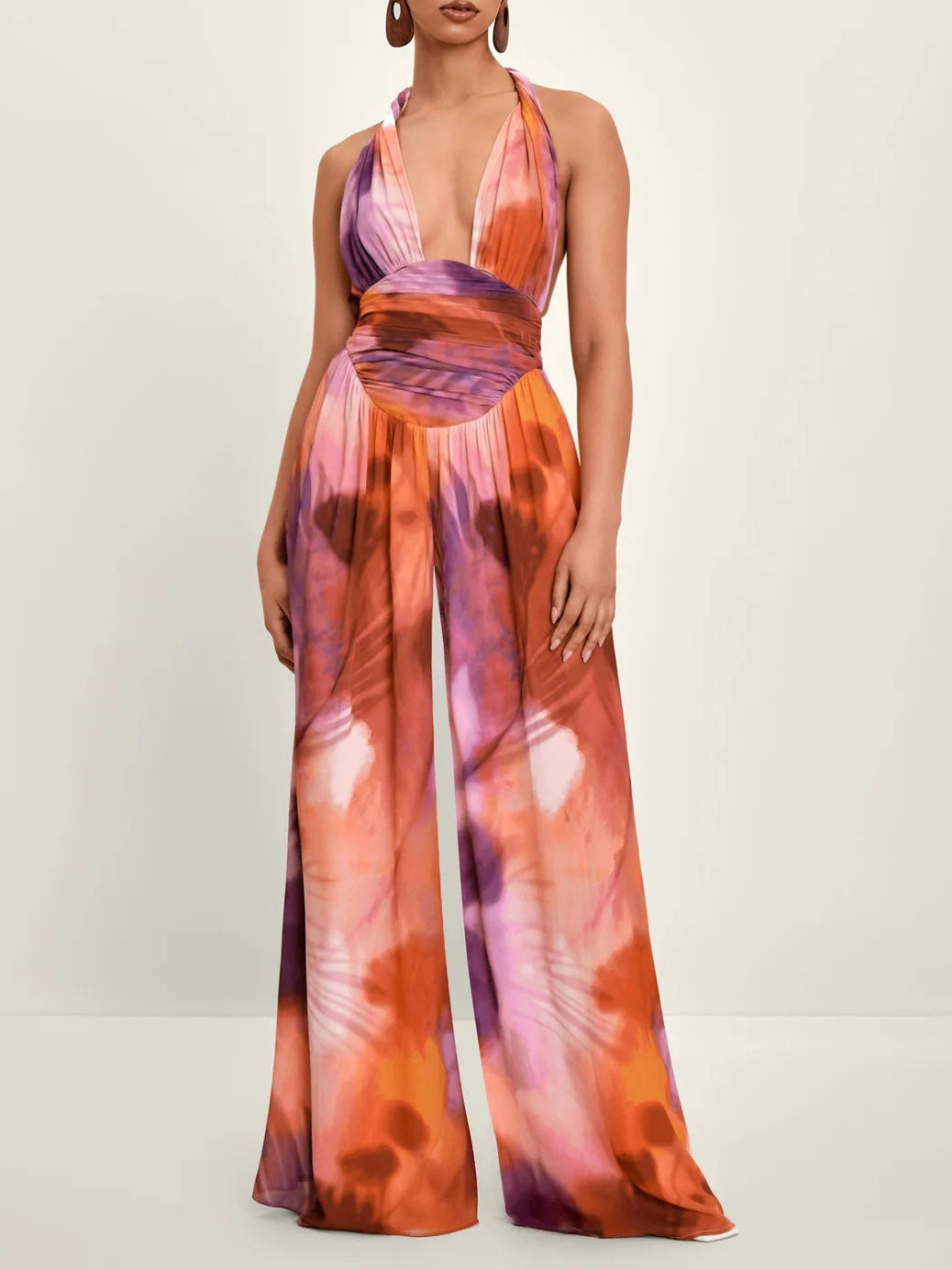 Combinaison à bretelles polyvalente unique tie-dye