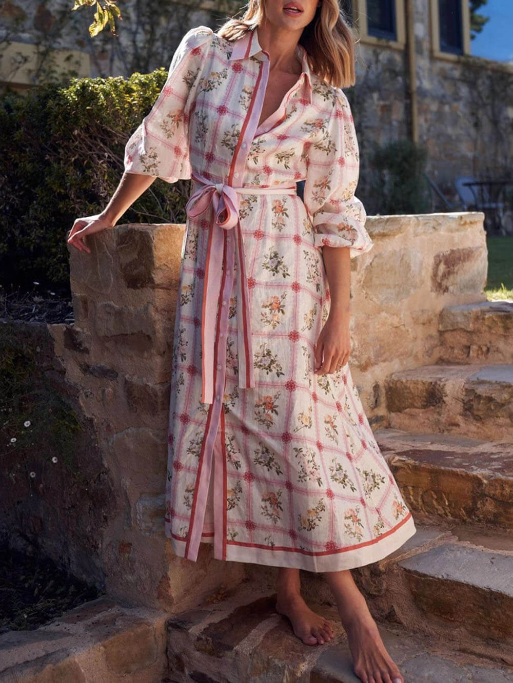Robe cardigan classique décontractée à imprimé floral unique