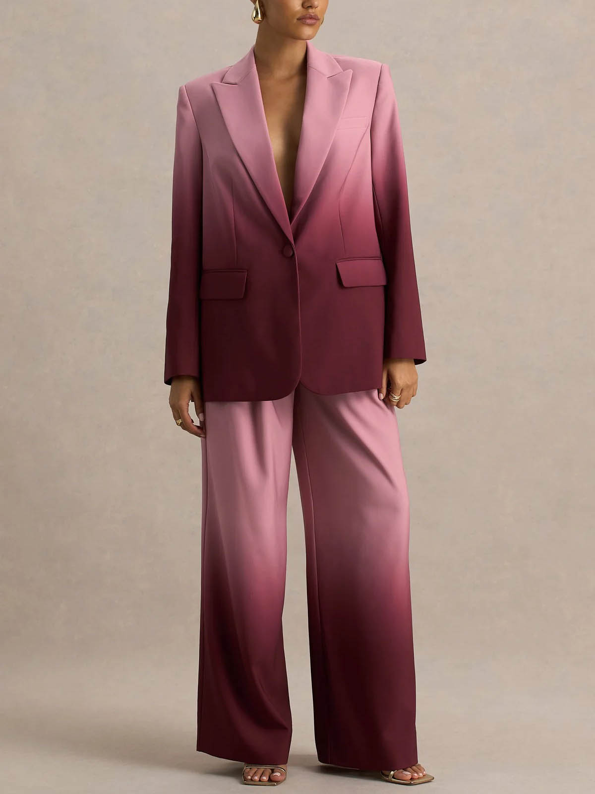 Elegante Hose aus Satin mit weitem Bein und Farbverlauf