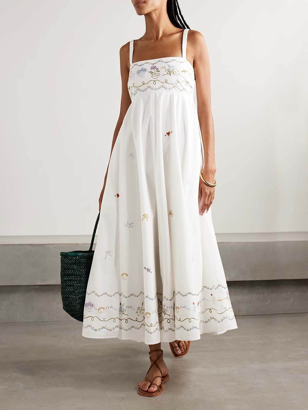 Lässiges, einzigartiges Maxikleid mit Rüschen und Aufdruck