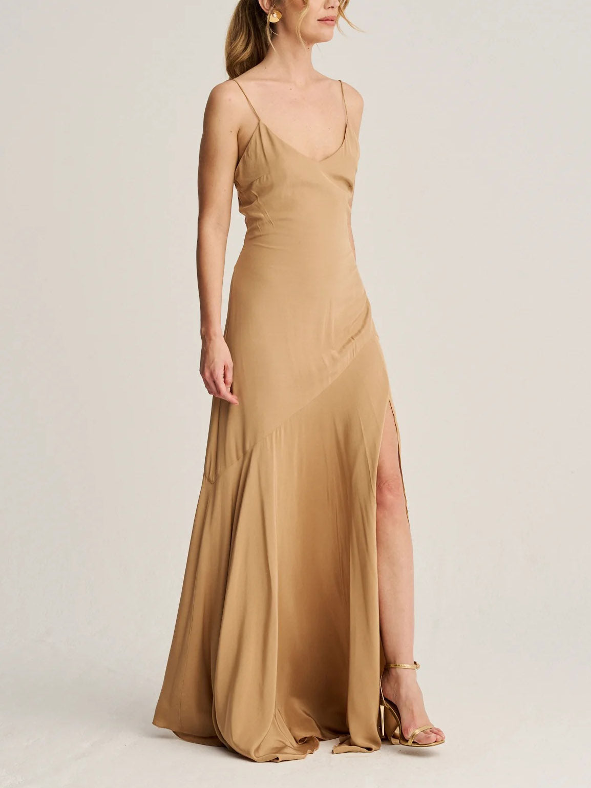 Elegant High Neck Ruffle Cape Maxi Dress