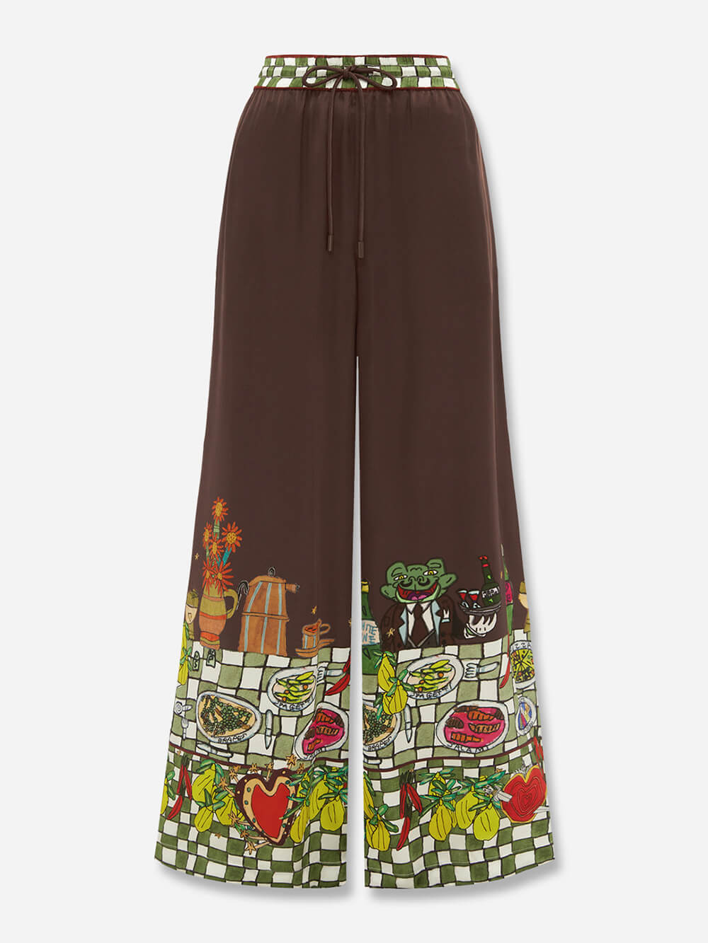 Einzigartige Hose mit weitem Bein und elastischer Taille und Blumenmuster