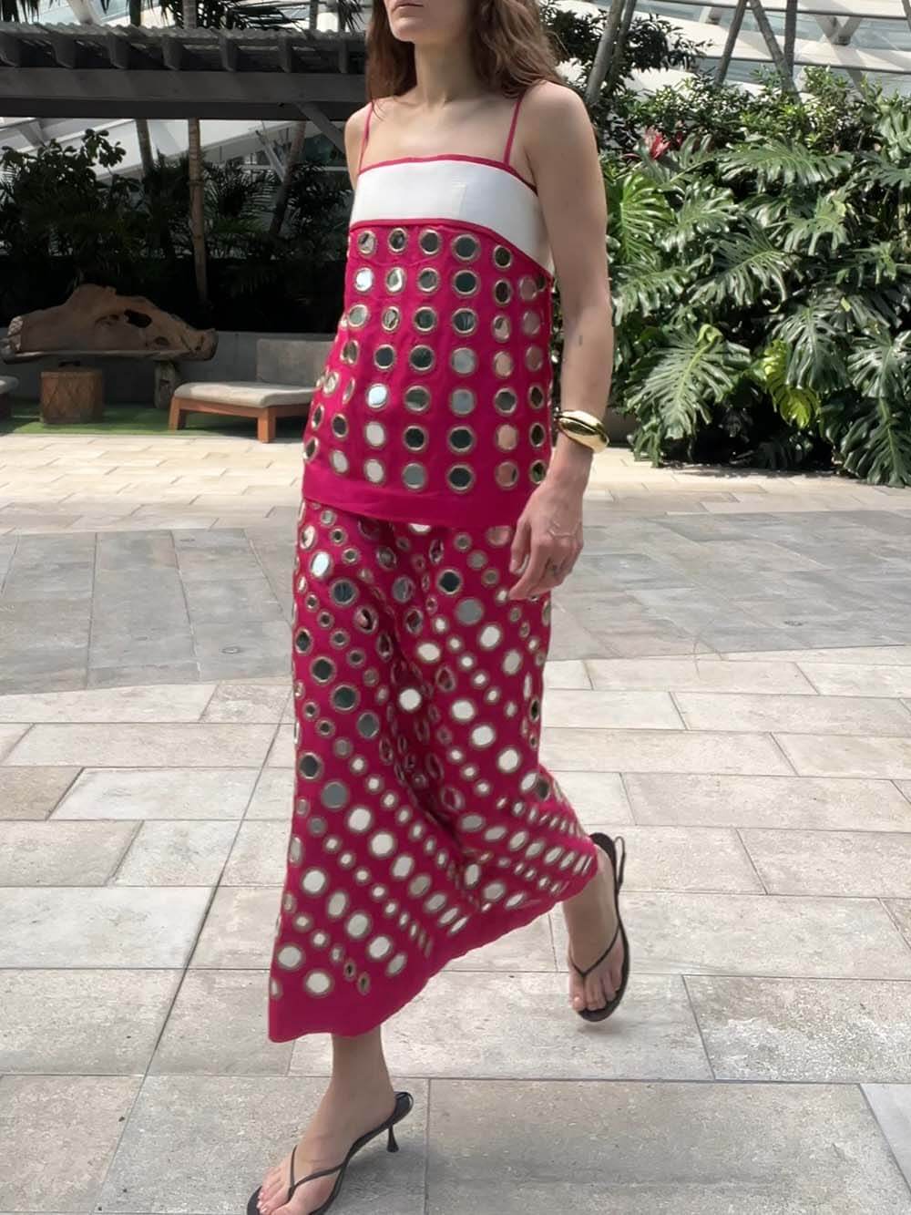 Fashion-Forward Multi-Layer Mirror Maxi Dress