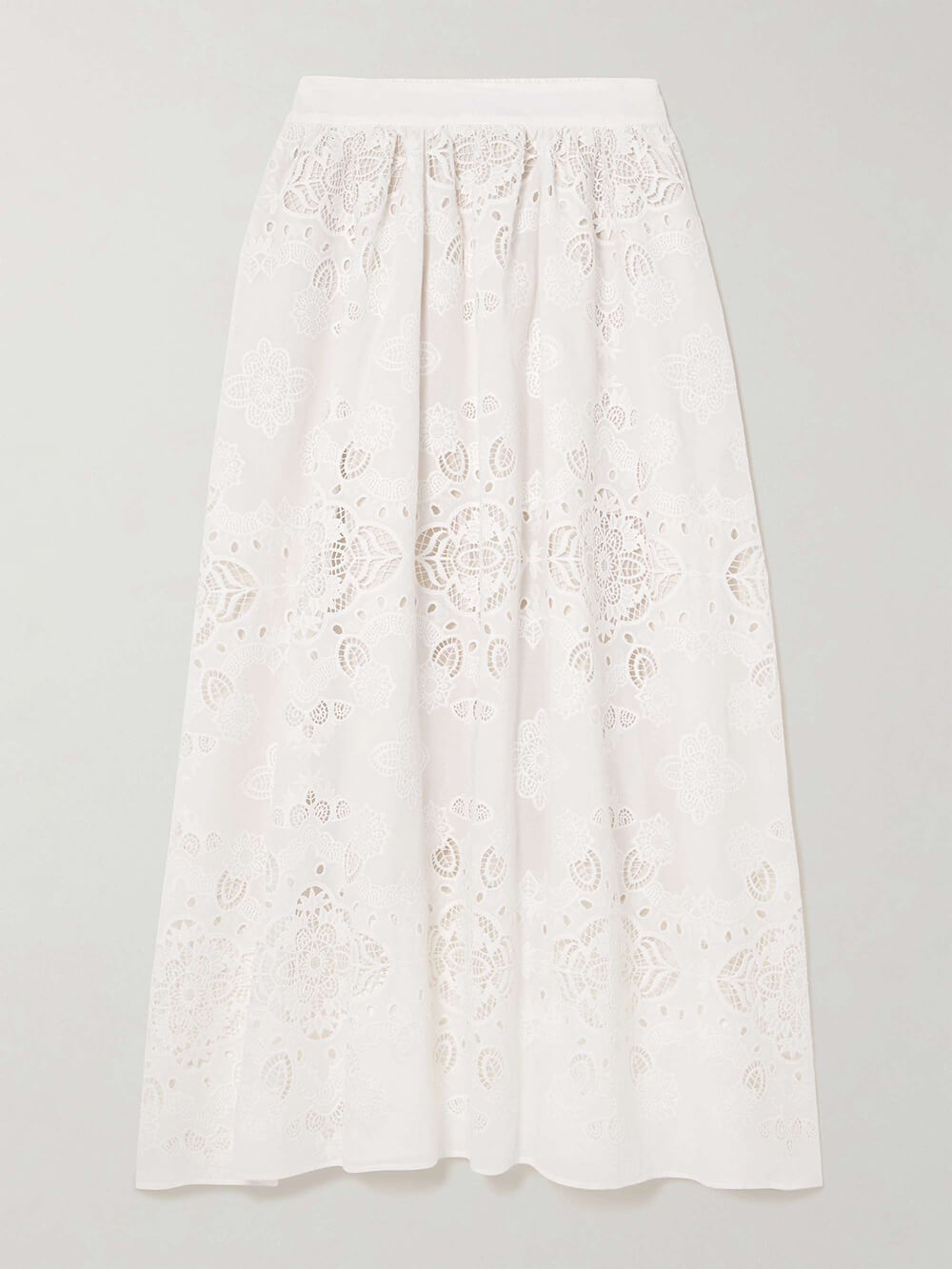 Retro Lace Crochet Embroidered Elastic Waist Midi Skirt