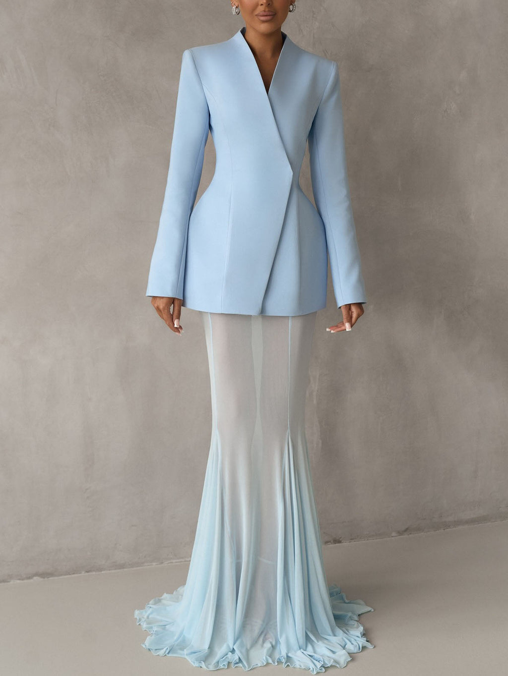 Elegant Mesh Sheer Fishtail Maxi Skirt