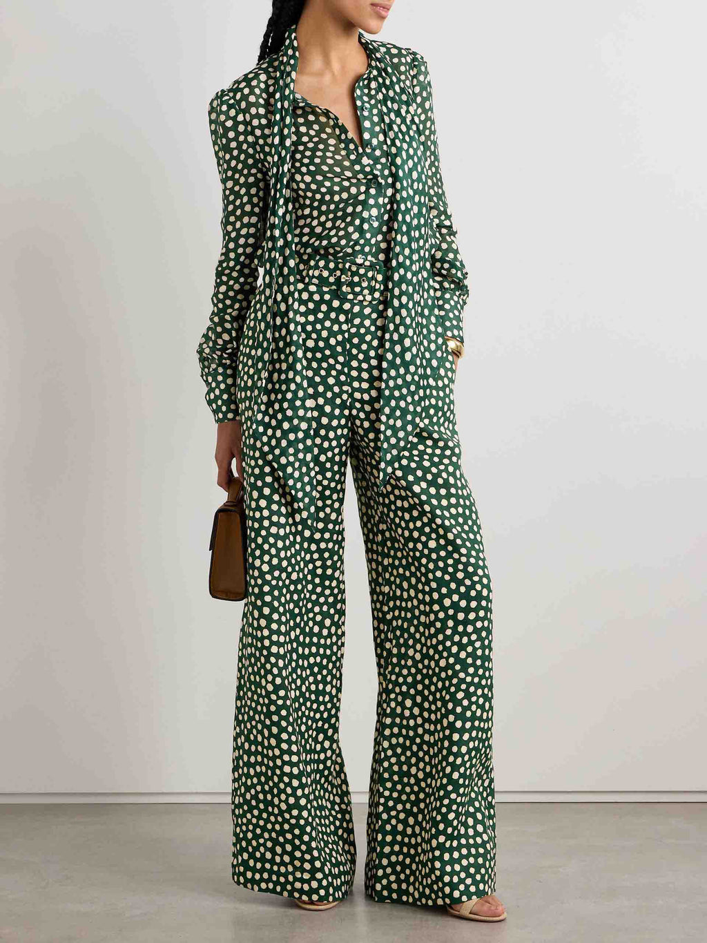 Retro Playful Polka Dots Print Wide-leg Pants