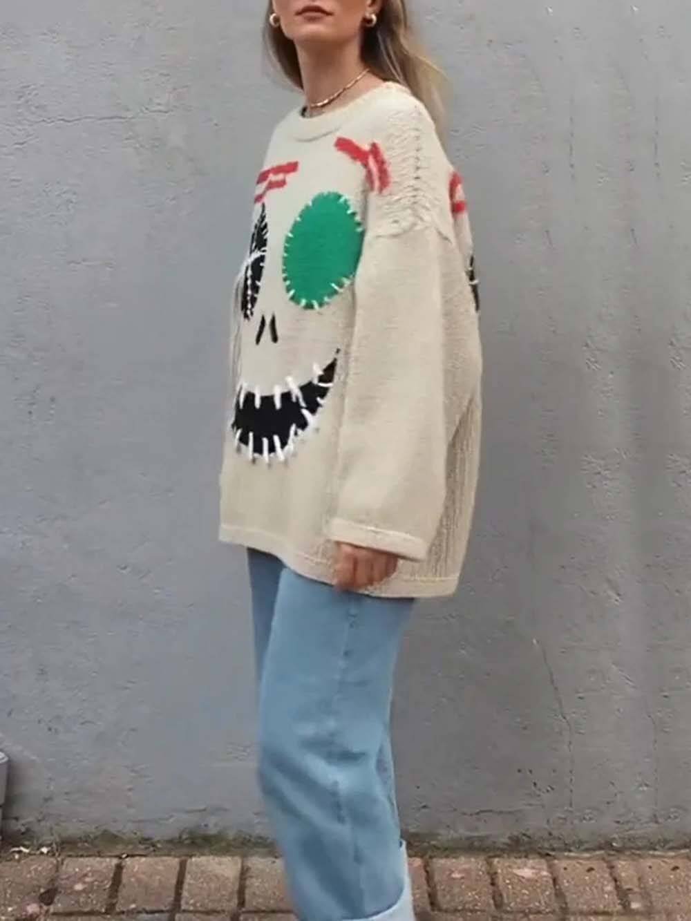 Pull surdimensionné Graffiti Evil Smile