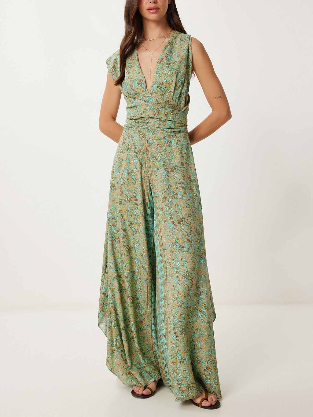 Retro Paisley Ethnic Print Jumpsuit