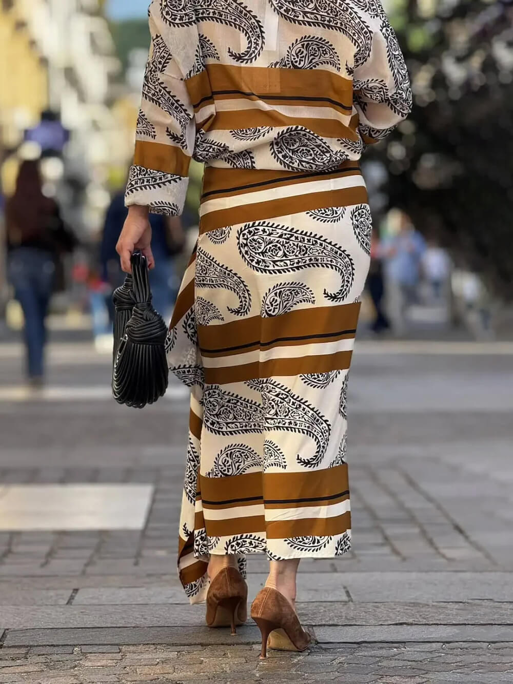 Einzigartiger drapierter Midirock mit Paisley-Print