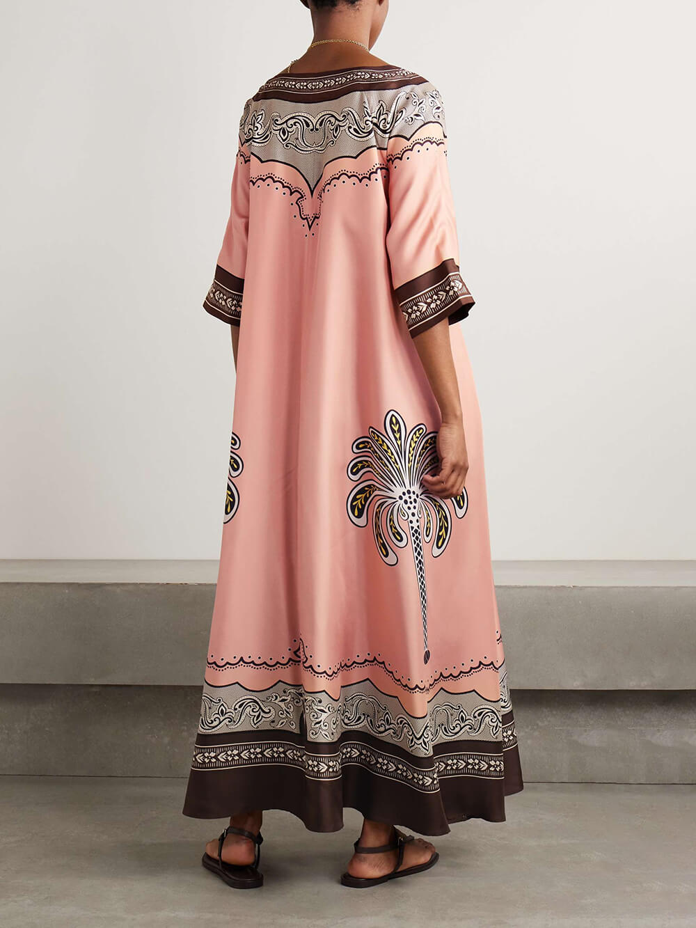 Robe longue en sergé imprimé ethnique surdimensionné unique