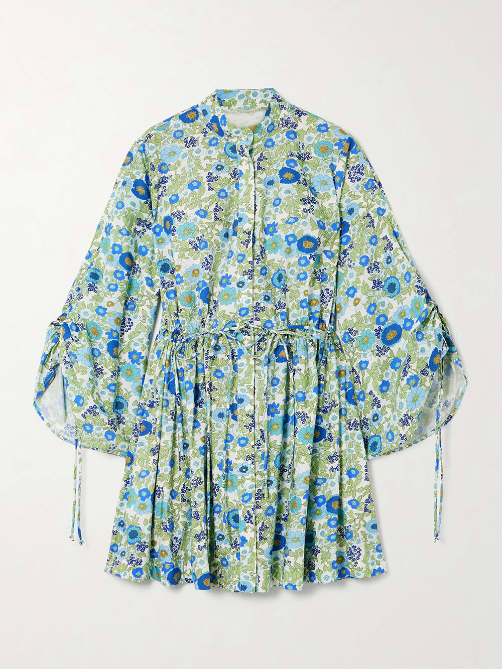 Minikleid mit Retro-Blumenmuster und Kordelzug in der Taille