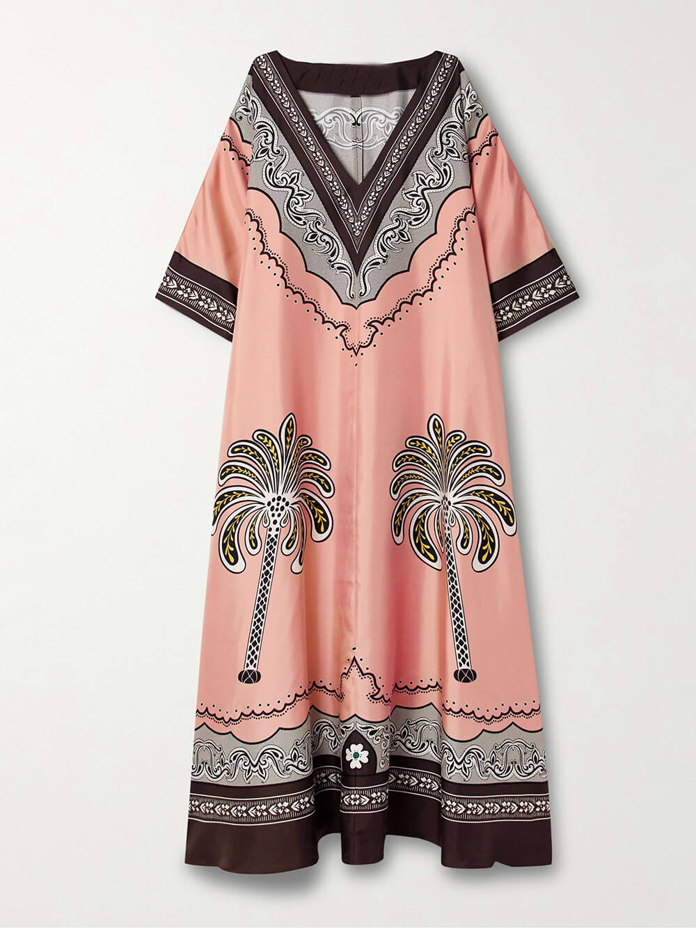 Robe longue en sergé imprimé ethnique surdimensionné unique