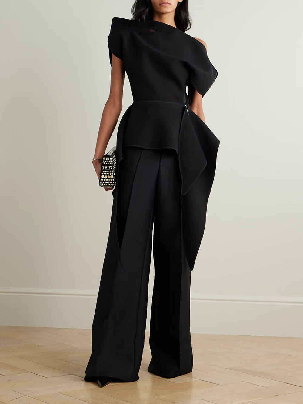 Einzigartige klassische Hose mit hoher Taille und geradem Bein