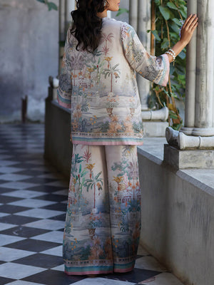 Chemise ample surdimensionnée à manches évasées et imprimé numérique, ludique et élégante