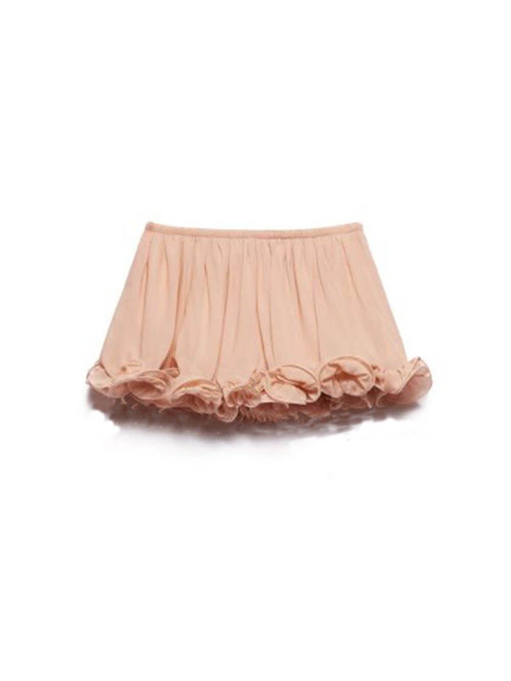 Short ample en mousseline de soie à volants ondulés et taille élastique