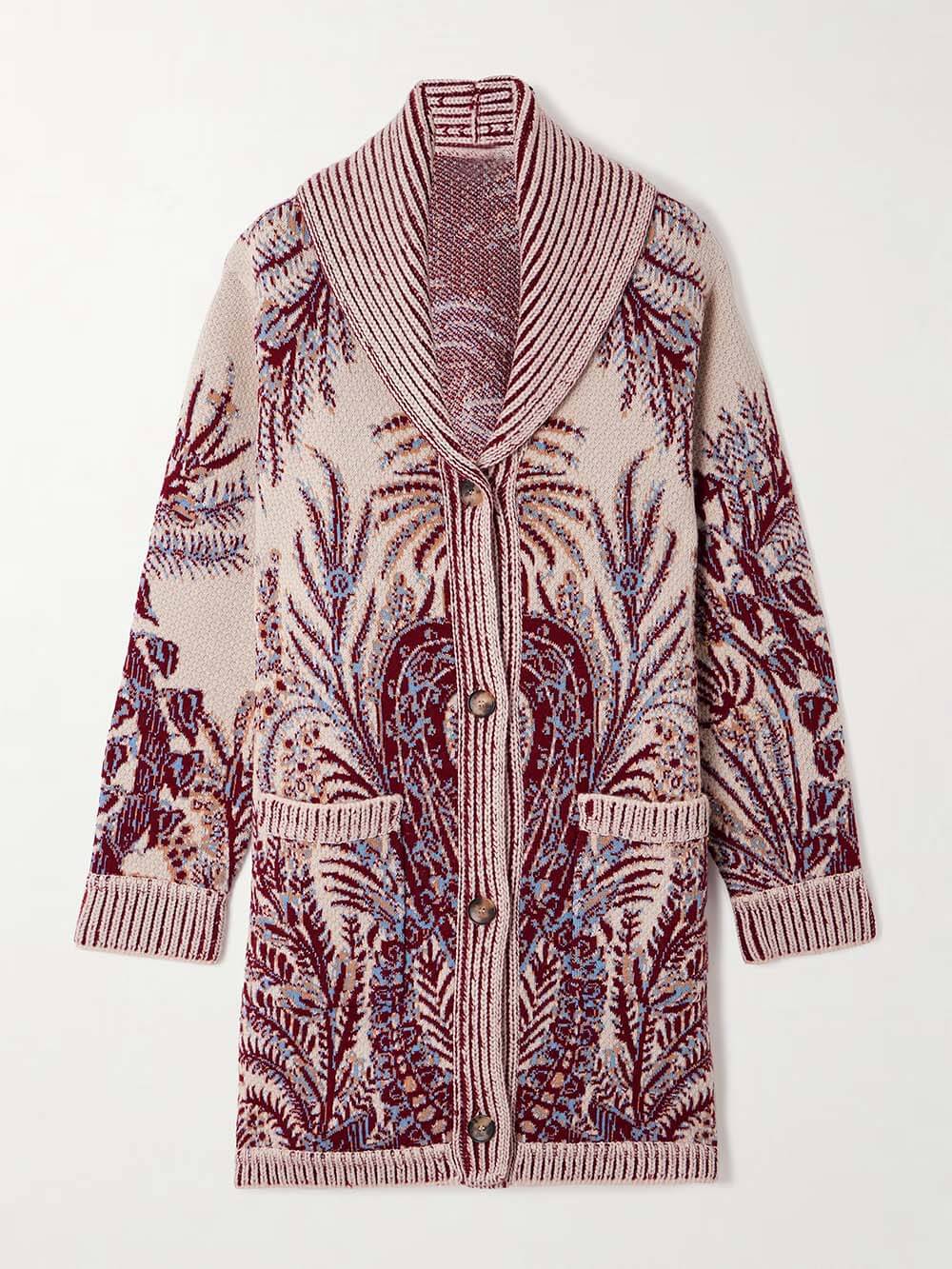 Cardigan jacquard en tricot surdimensionné exquis