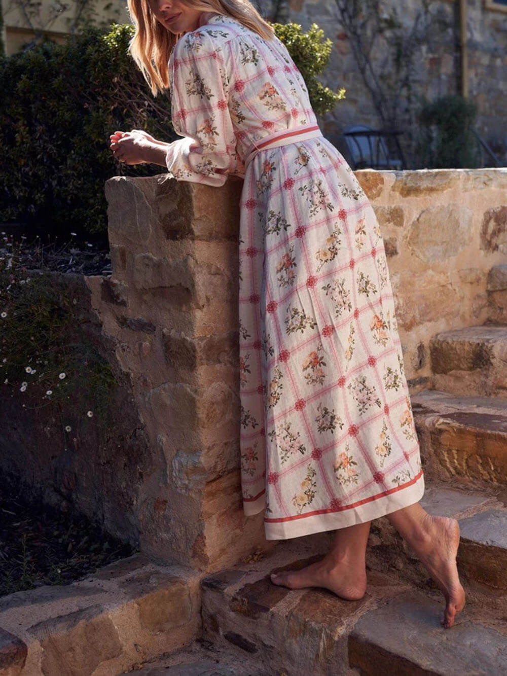 Robe cardigan classique décontractée à imprimé floral unique