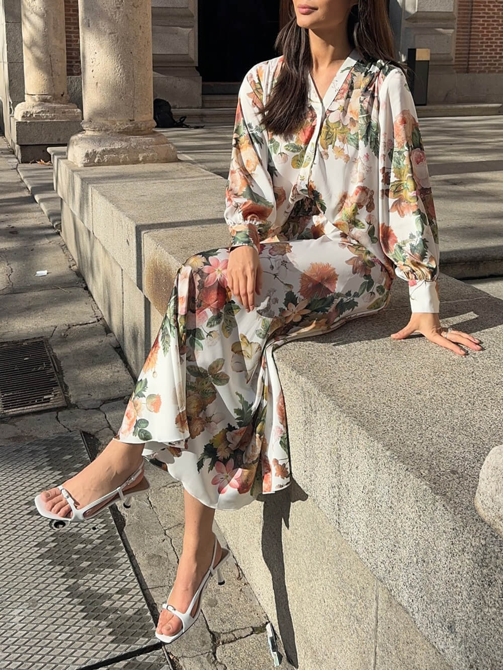 Jupe ample à taille élastique et imprimé floral élégant