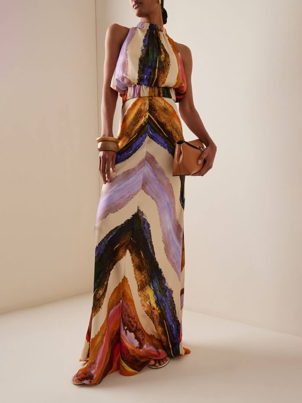 Elegant and Unique Abstract Print Elastic Waist Maxi Skirt