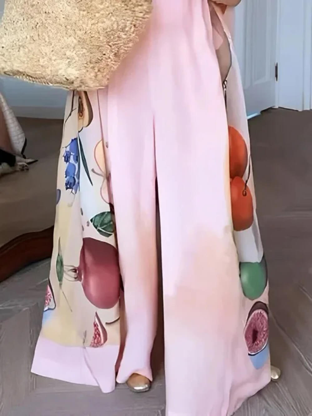 Combinaison ample sans manches à imprimé fruit tendance