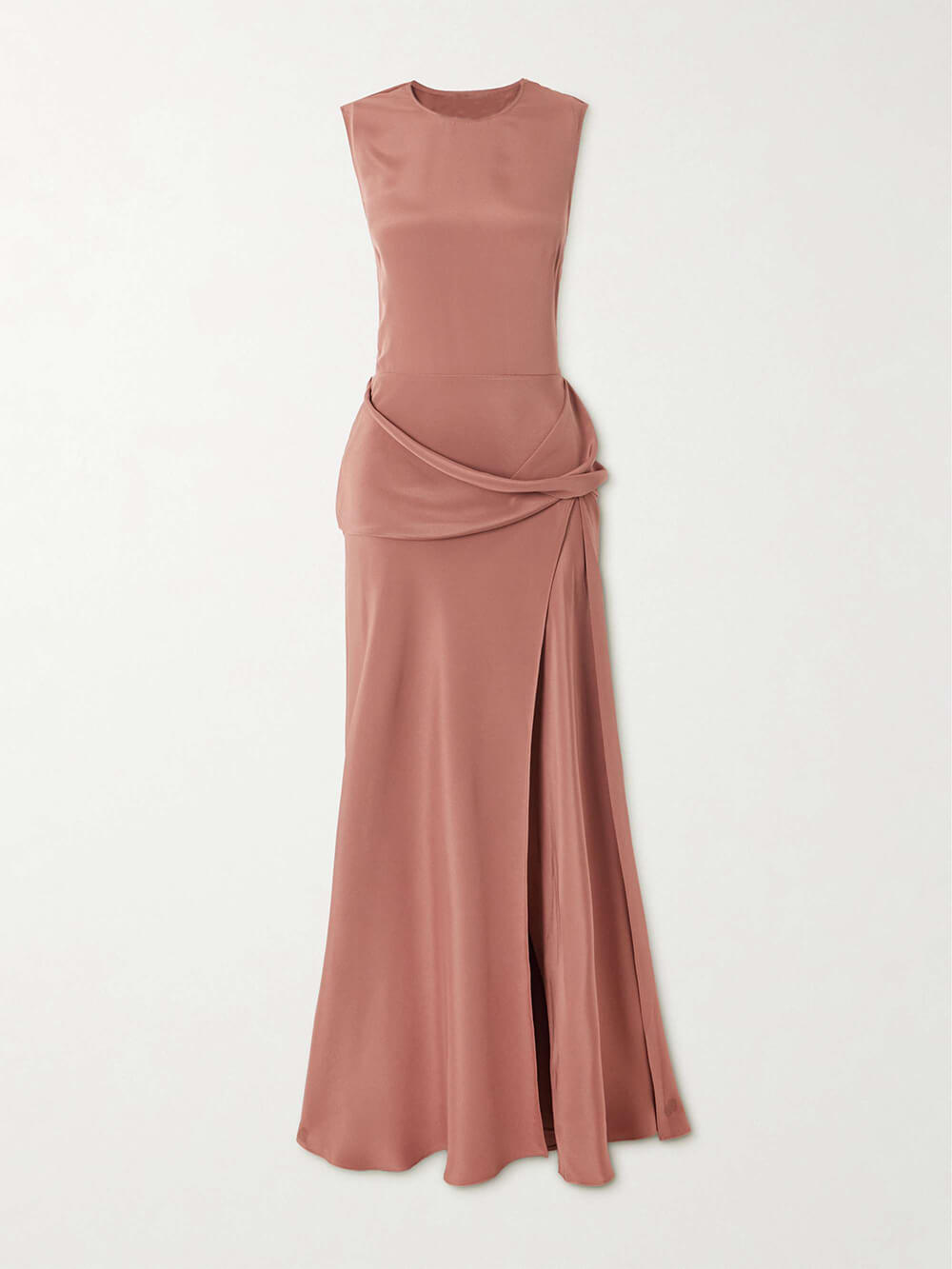 Elegant Cutout Draped Satin Maxi Dress