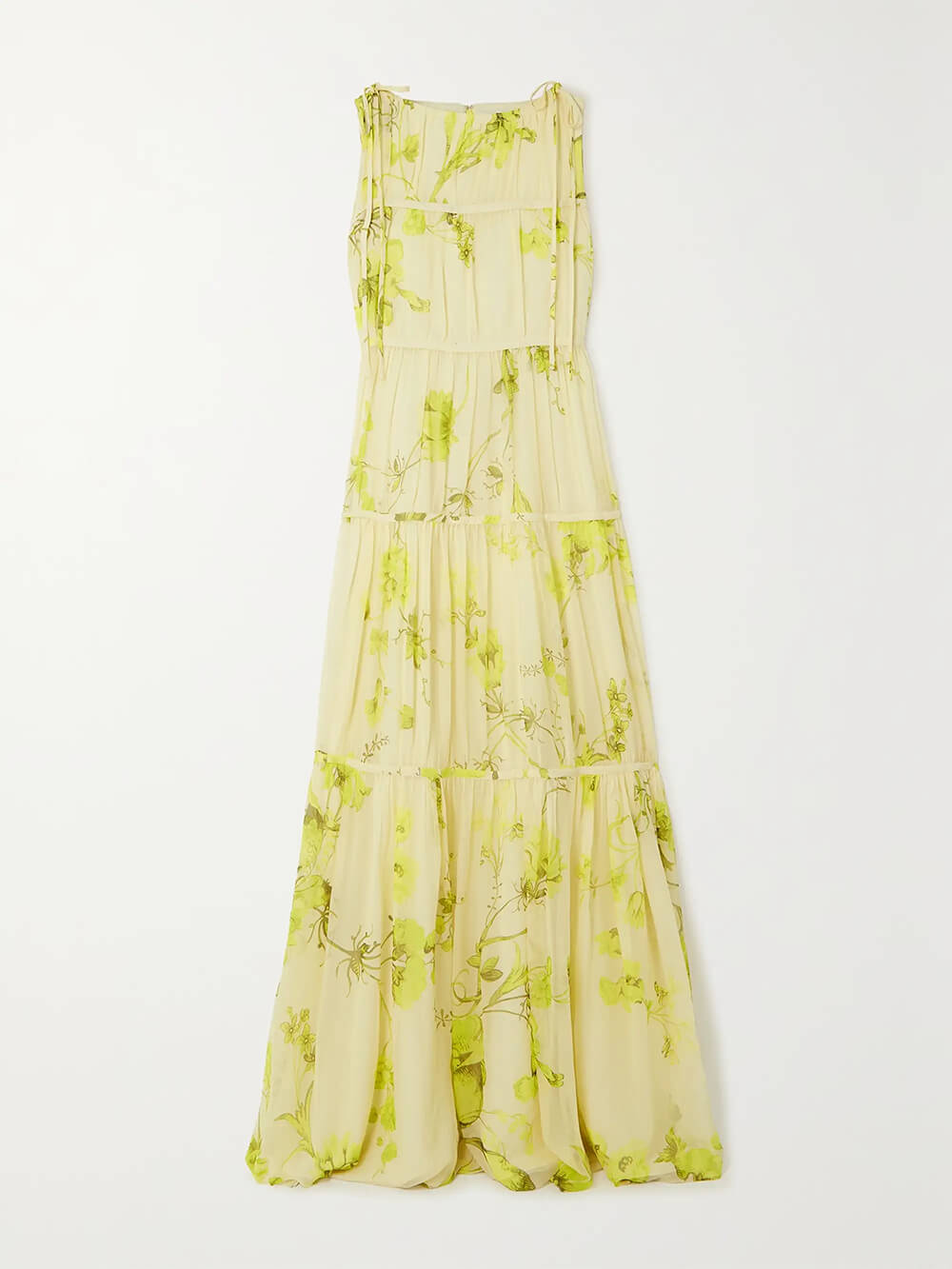 Vintage Bloom – Lässiges Chiffon-Maxikleid mit Blumenmuster und Bindedetail vorn
