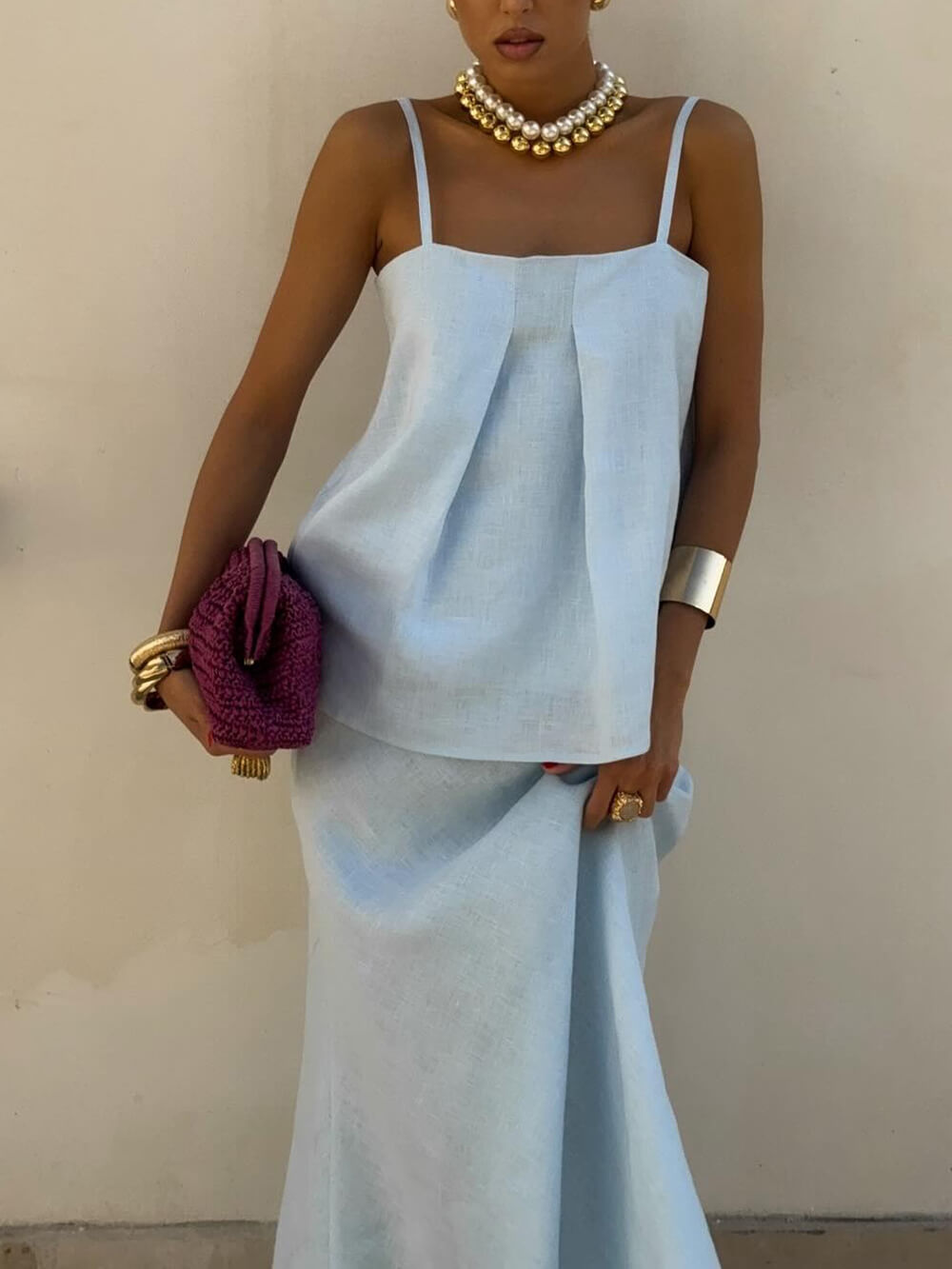 Haut caraco froncé décontracté chic