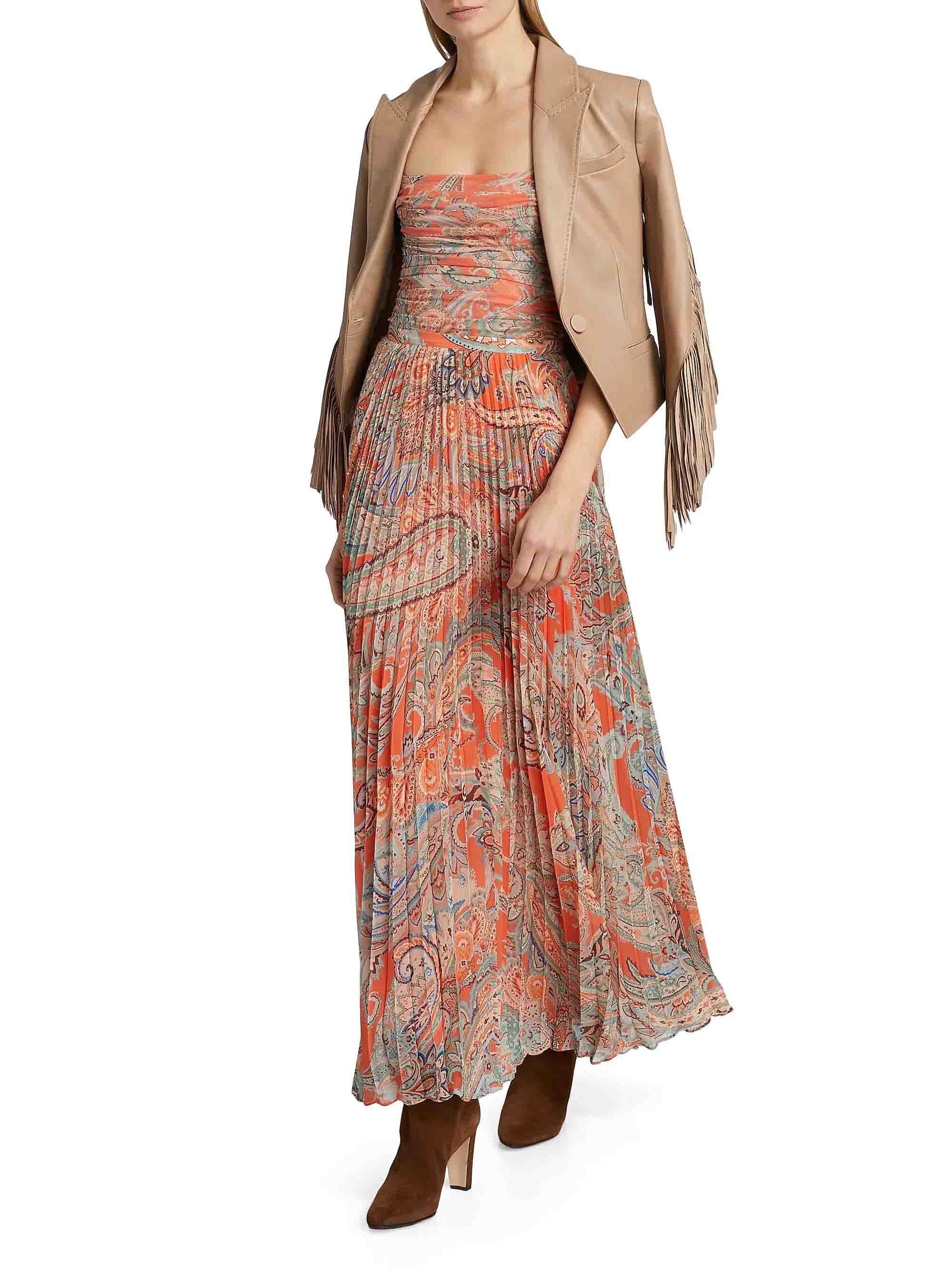 Exquisiter Chiffon-Plisseerock mit Paisley-Print