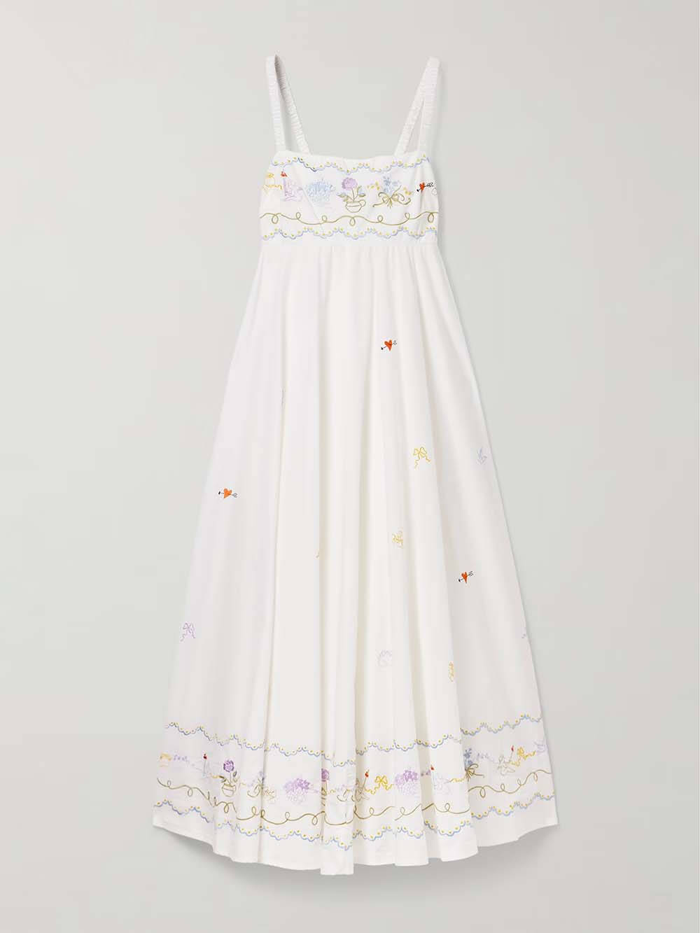 Lässiges, einzigartiges Maxikleid mit Rüschen und Aufdruck