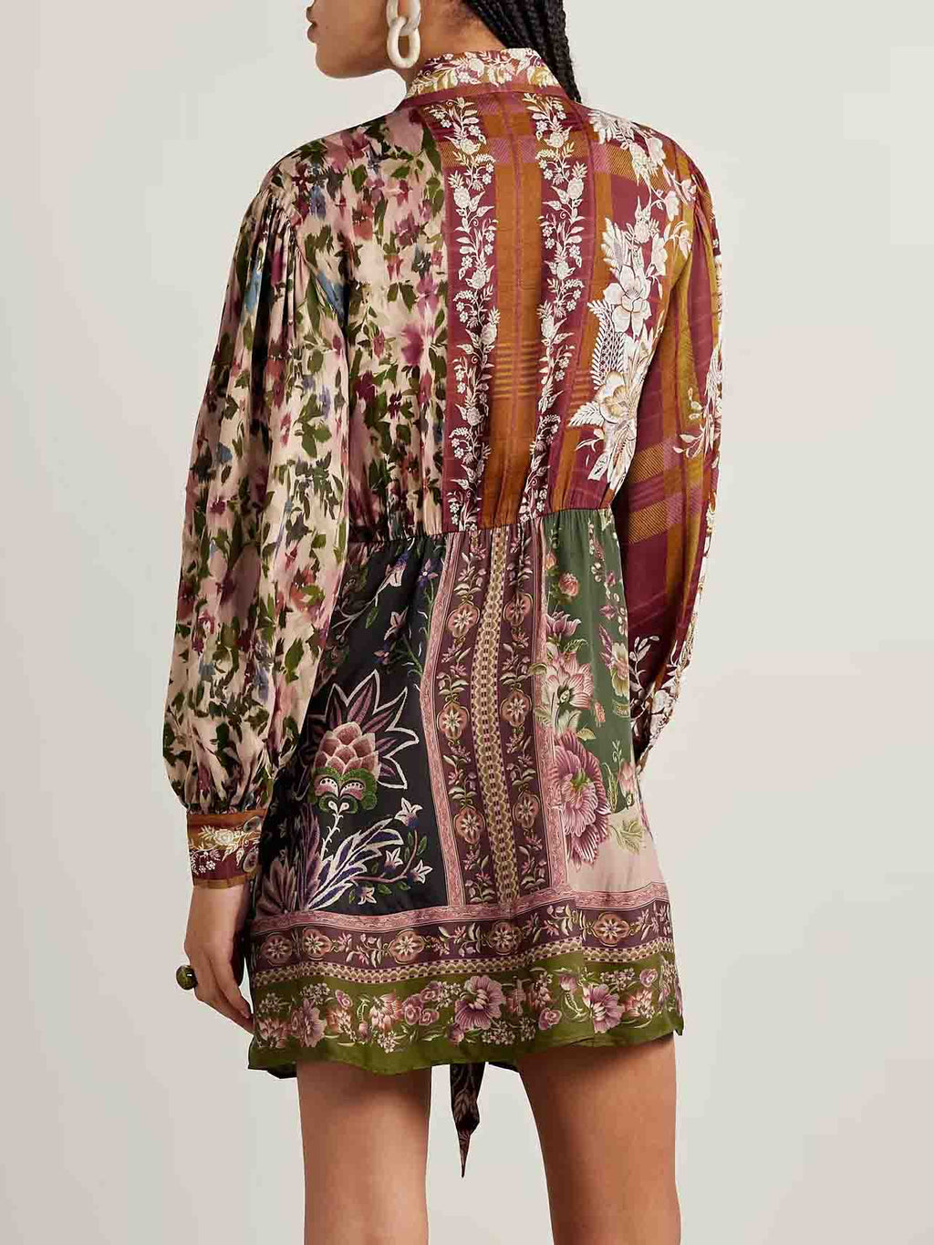 Mini-robe chemise à imprimé floral rétro
