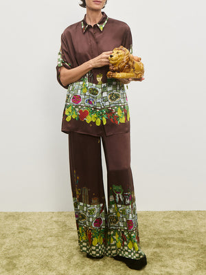 Einzigartiges, lockeres Hemd mit Blumendruck und Knopfleiste