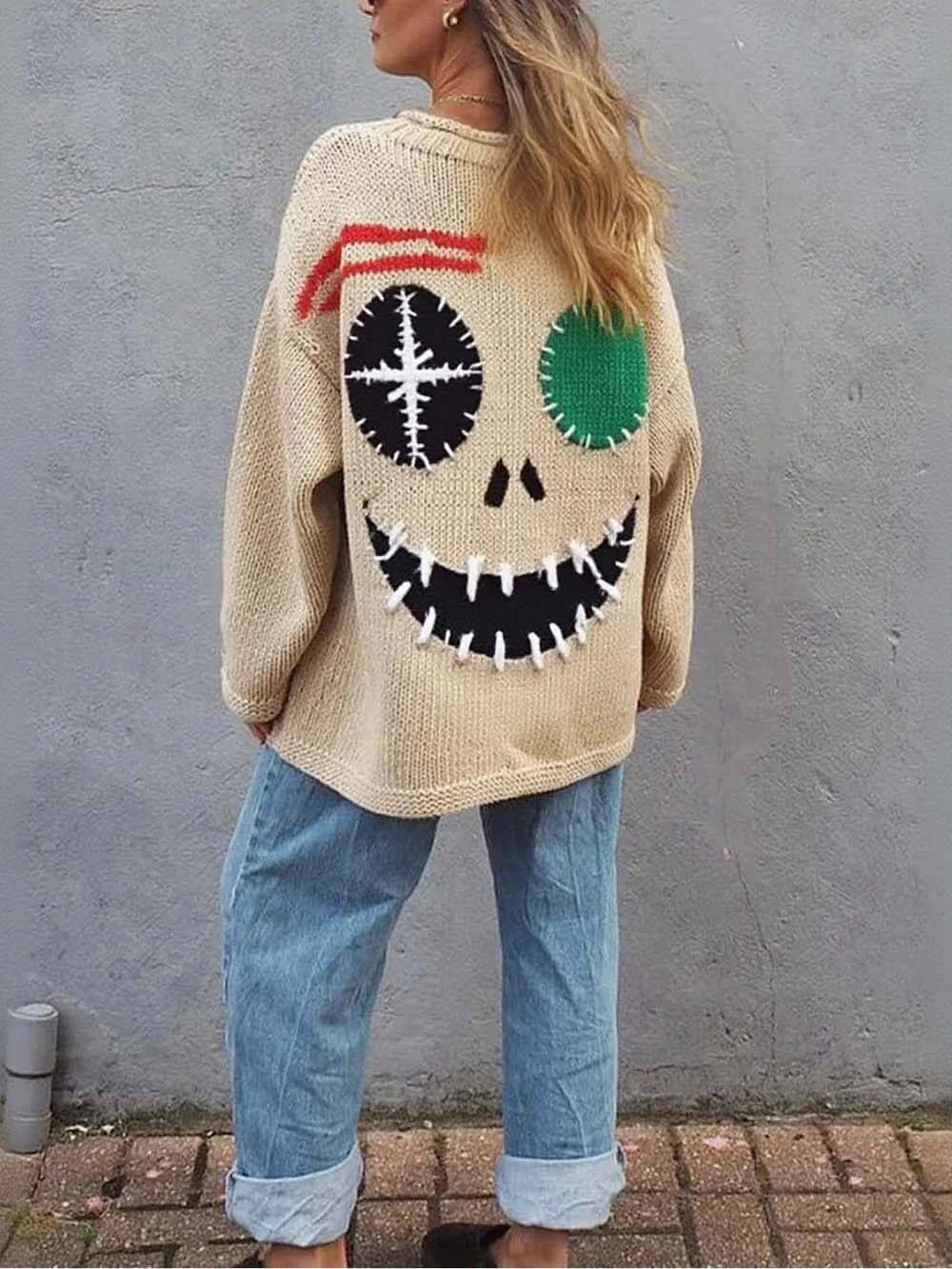 Pull surdimensionné Graffiti Evil Smile