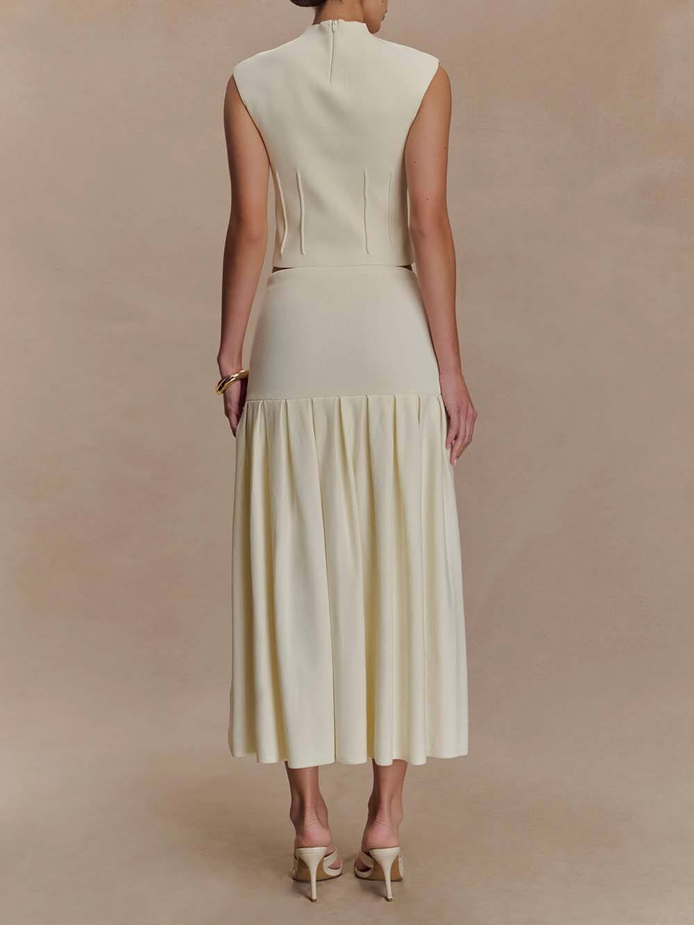 Jupe midi plissée en tricot bandage exquise