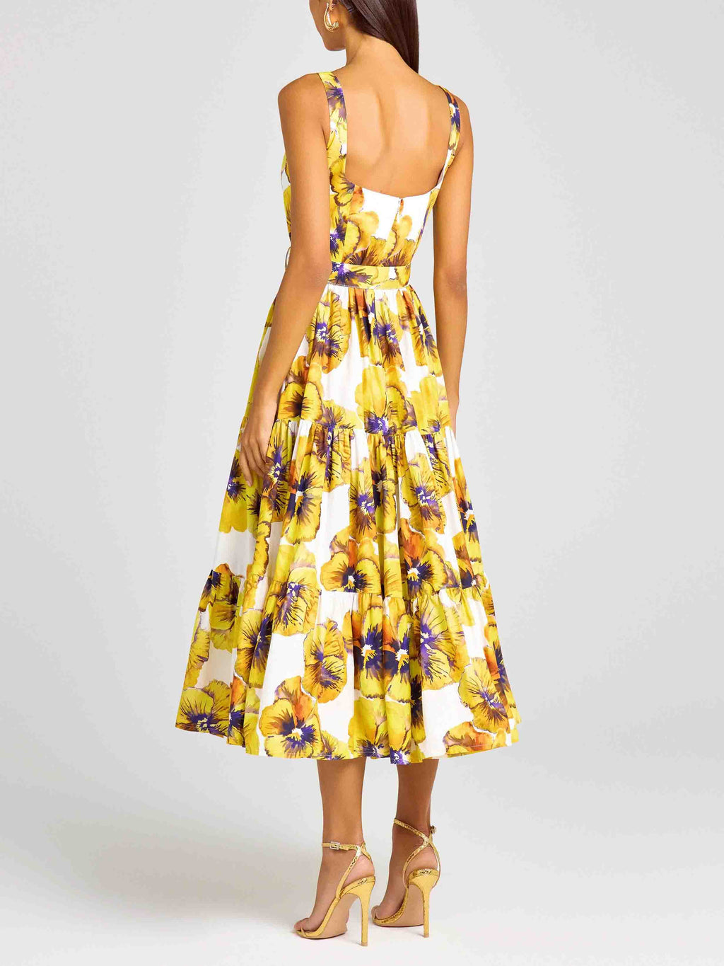 Elegantes Midikleid mit Stiefmütterchen-Print