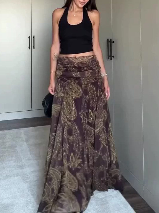 Exquisiter Faltenrock im Vintage-Paisley-Print