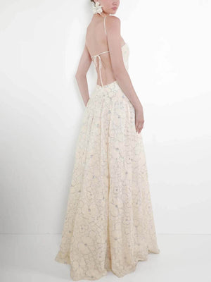 Delicate Allover Floral Texture Spaghetti Strap Maxi Dress