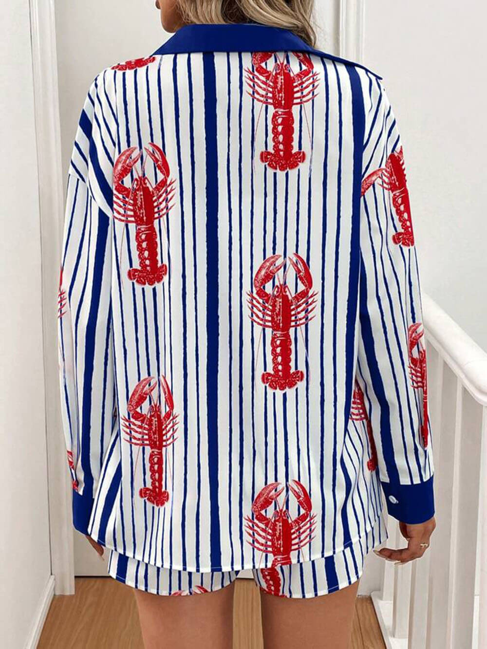 Ensemble short classique à lacets et boutons avec imprimé homard incroyable