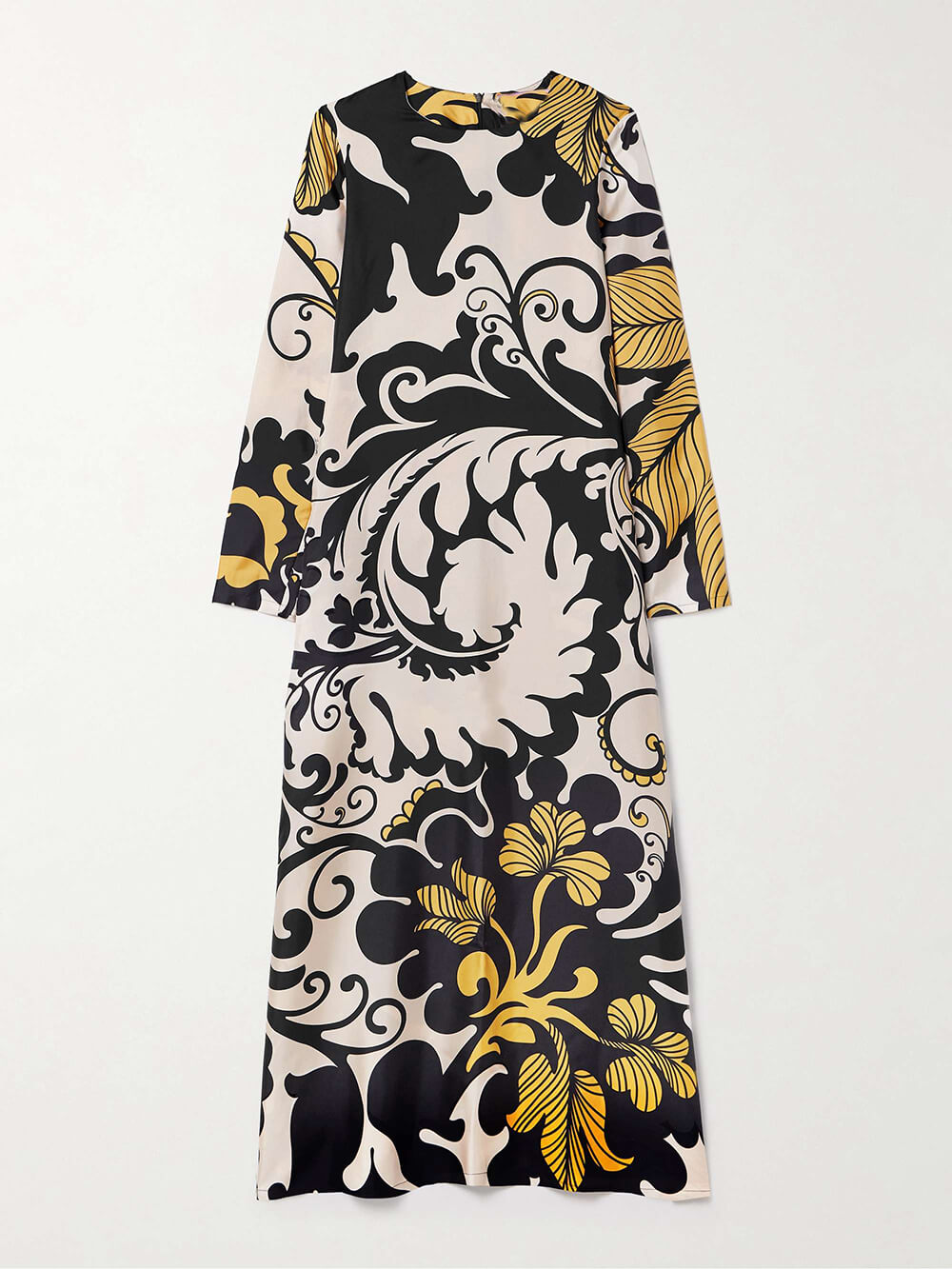 Einzigartiges Midikleid aus Satin-Twill mit Swing-Print