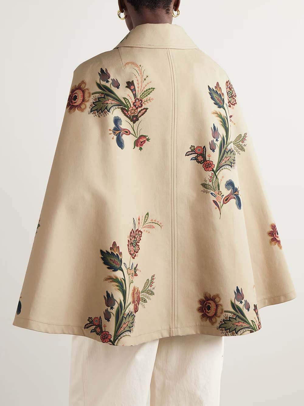 Retro-Twilljacke mit Cape-Effekt und Gürtelprint