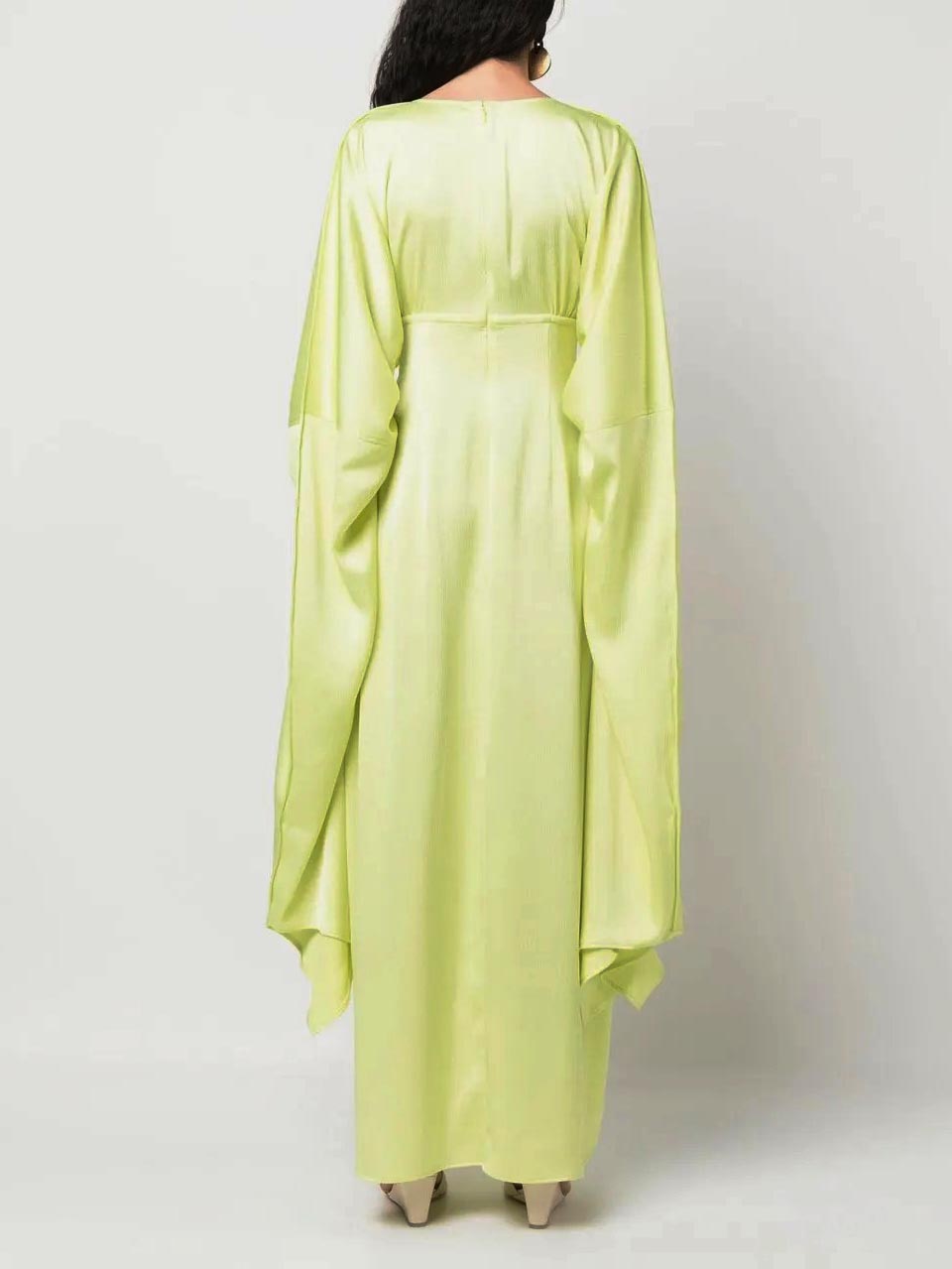 Elegant V-neck Drawstring Satin Maxi Dress