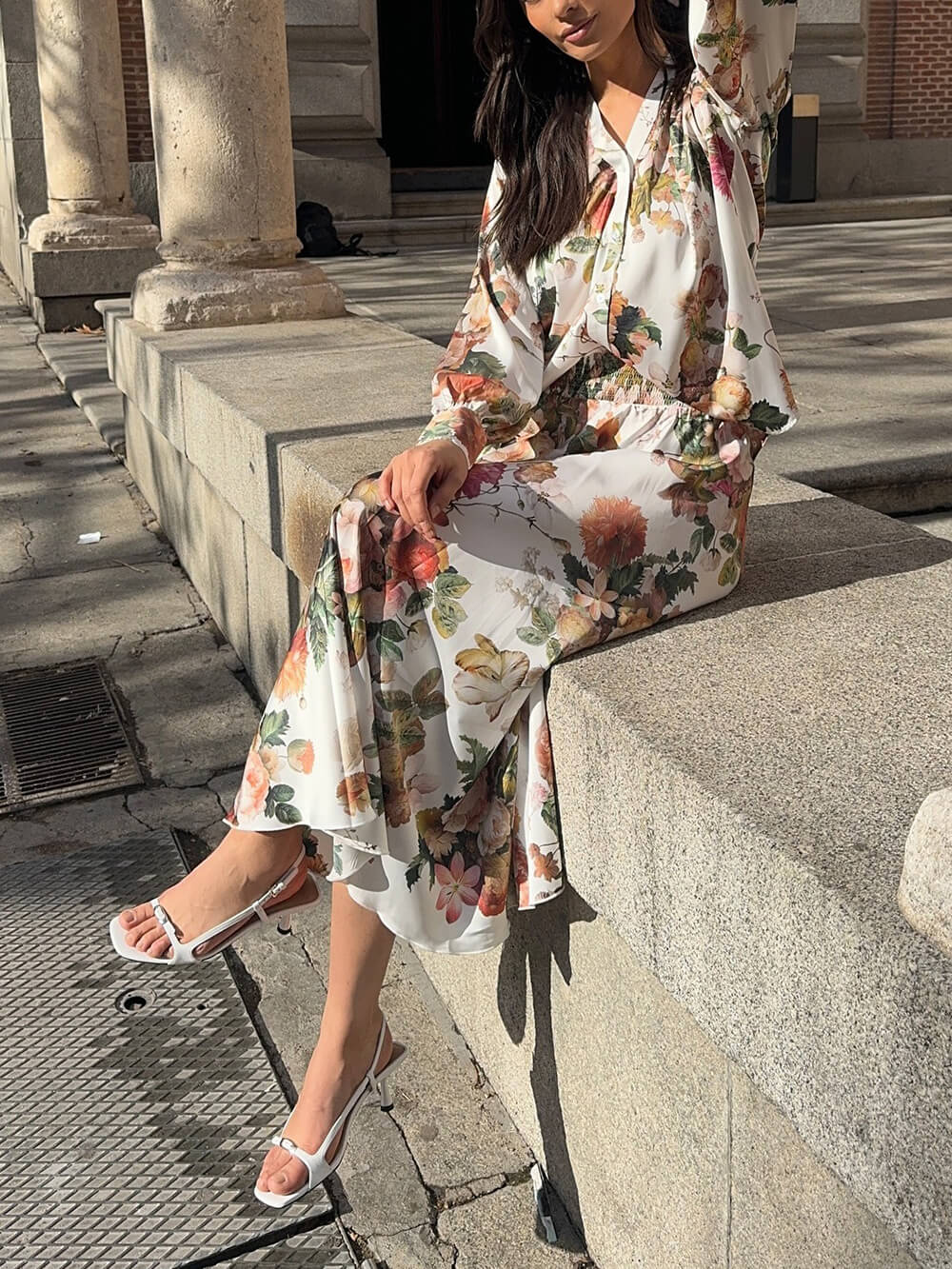 Jupe ample à taille élastique et imprimé floral élégant