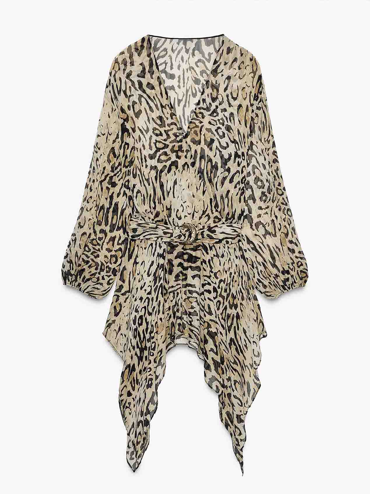 Casual Personalized Animal Print Irregular Hem Shirt